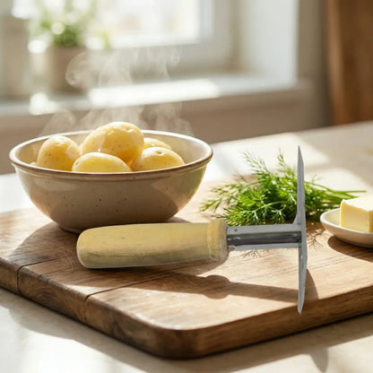 Kitchen tools wooden handle square stainless steel potato masher (1 pc) - home &
