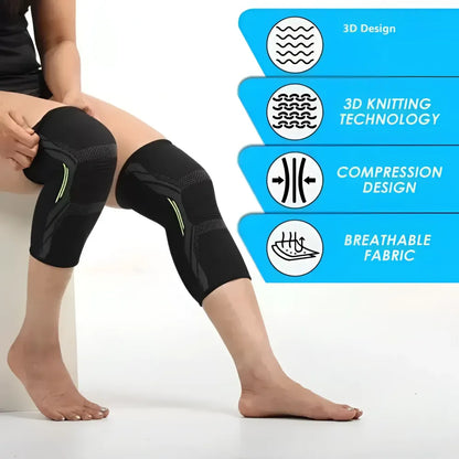 Black knee compression sleeves.