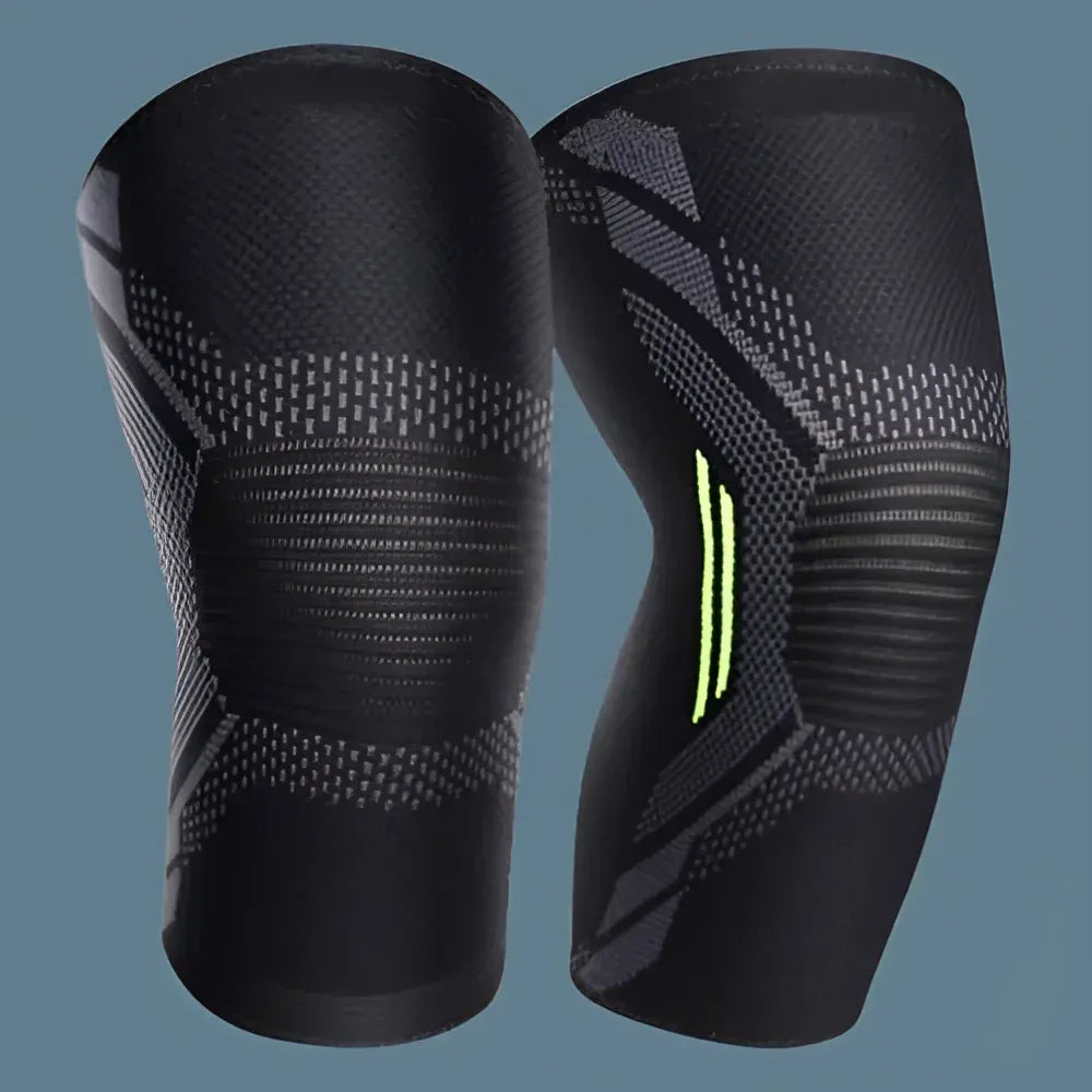 Black compression knee sleeves.