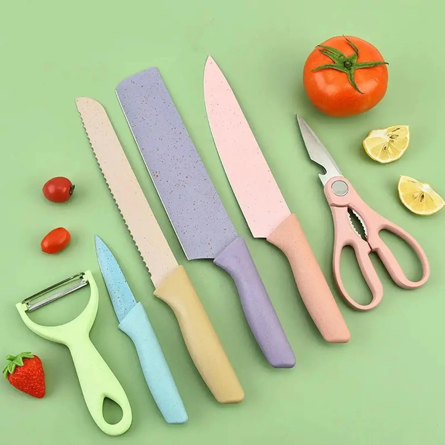 Colorful kitchen knives set