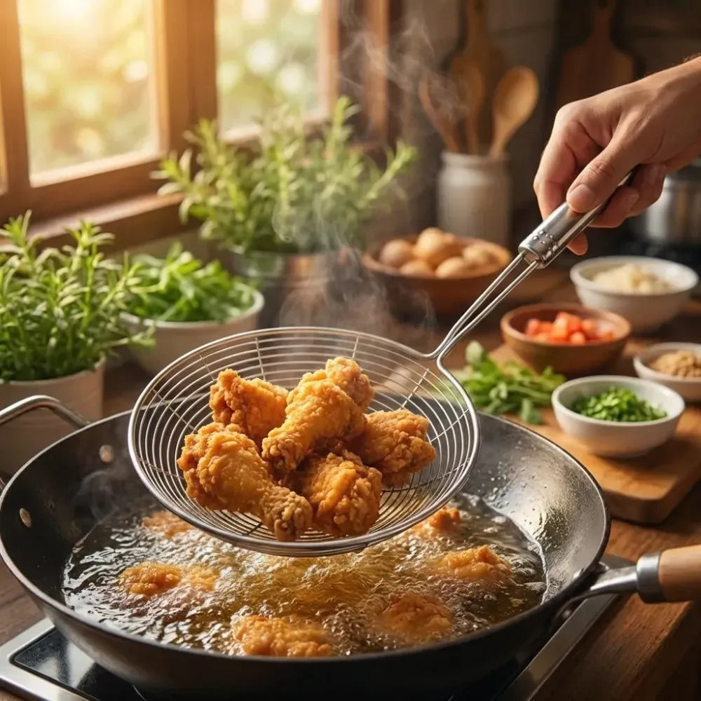 Large stainless steel oil strainer - home & kitchen
