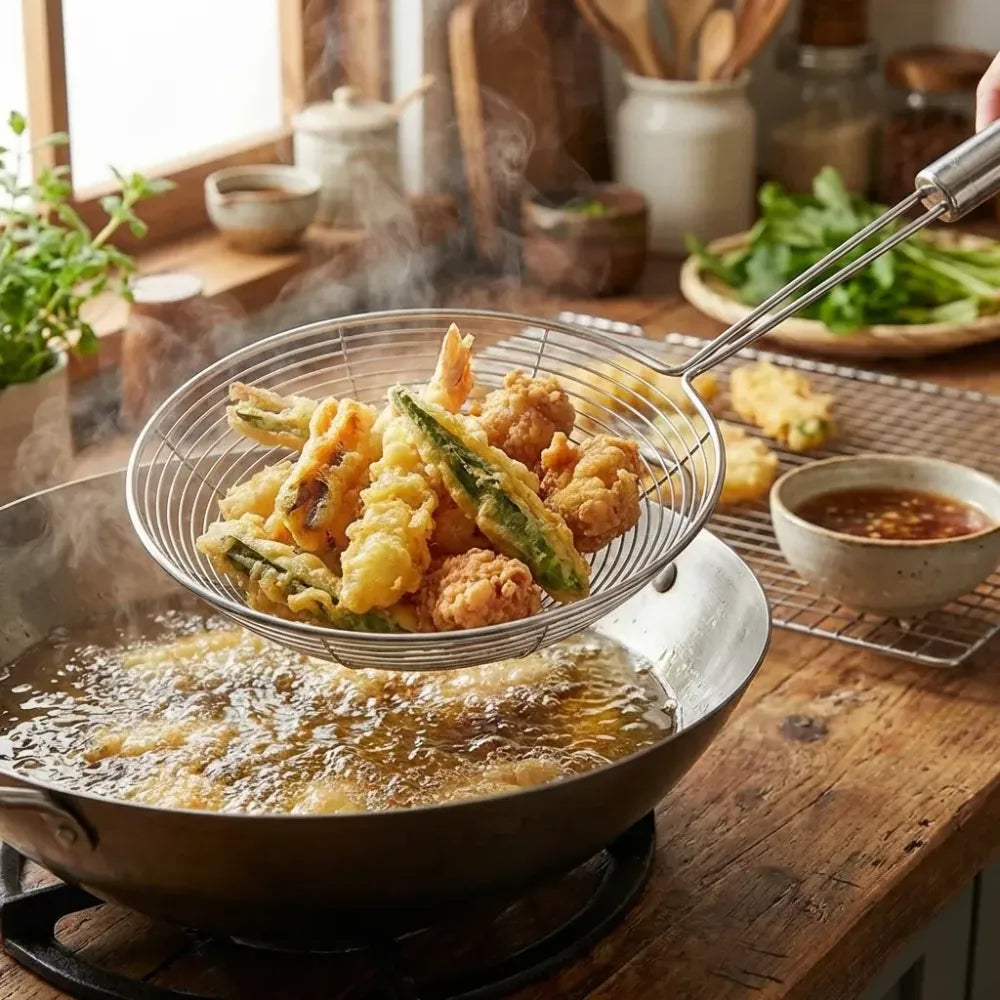 Large stainless steel oil strainer - home & kitchen