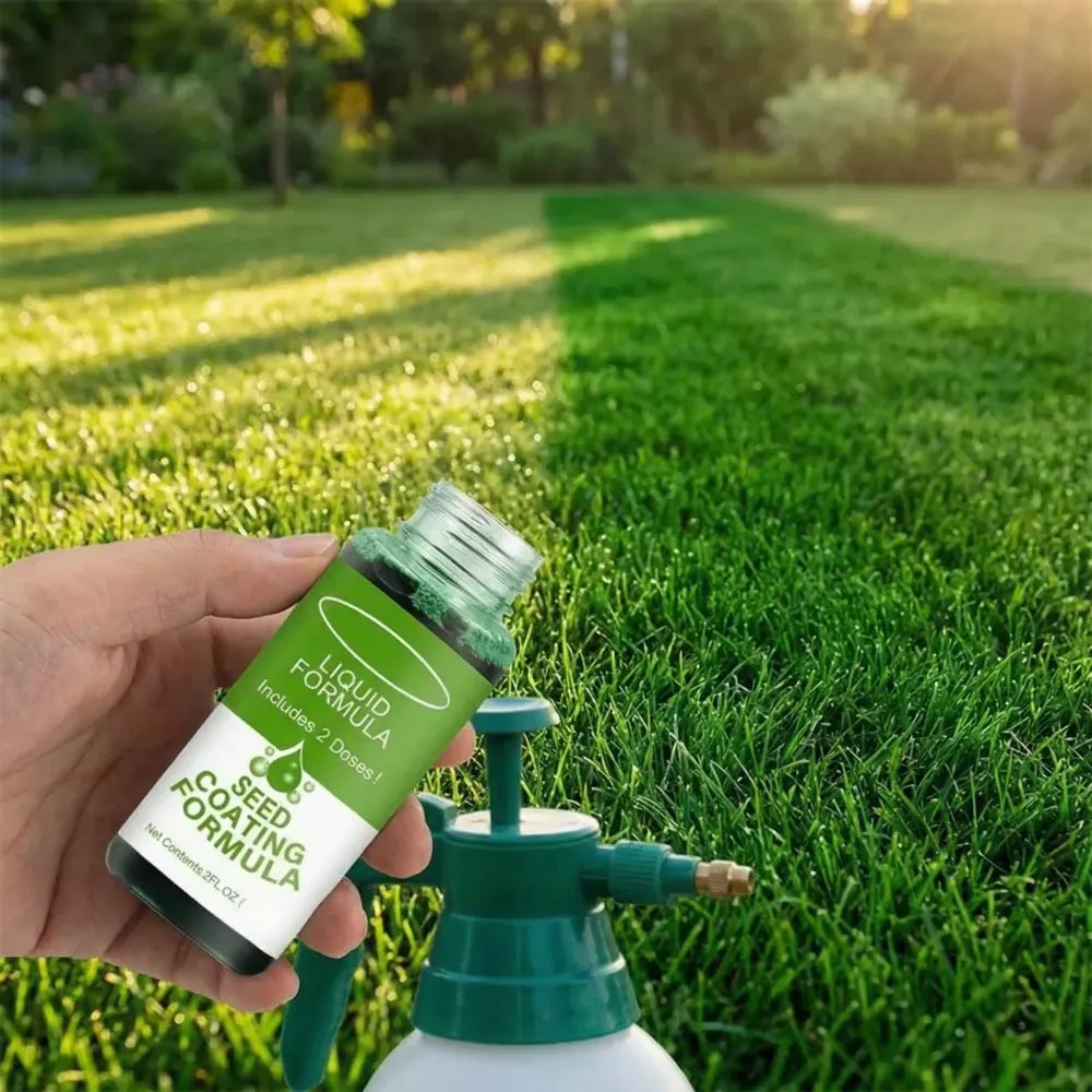Lawn seed coating spray - gardening