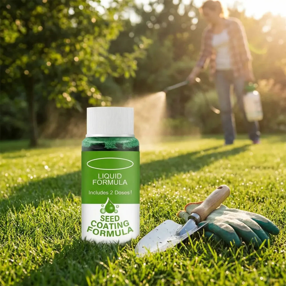 Lawn seed coating spray - gardening