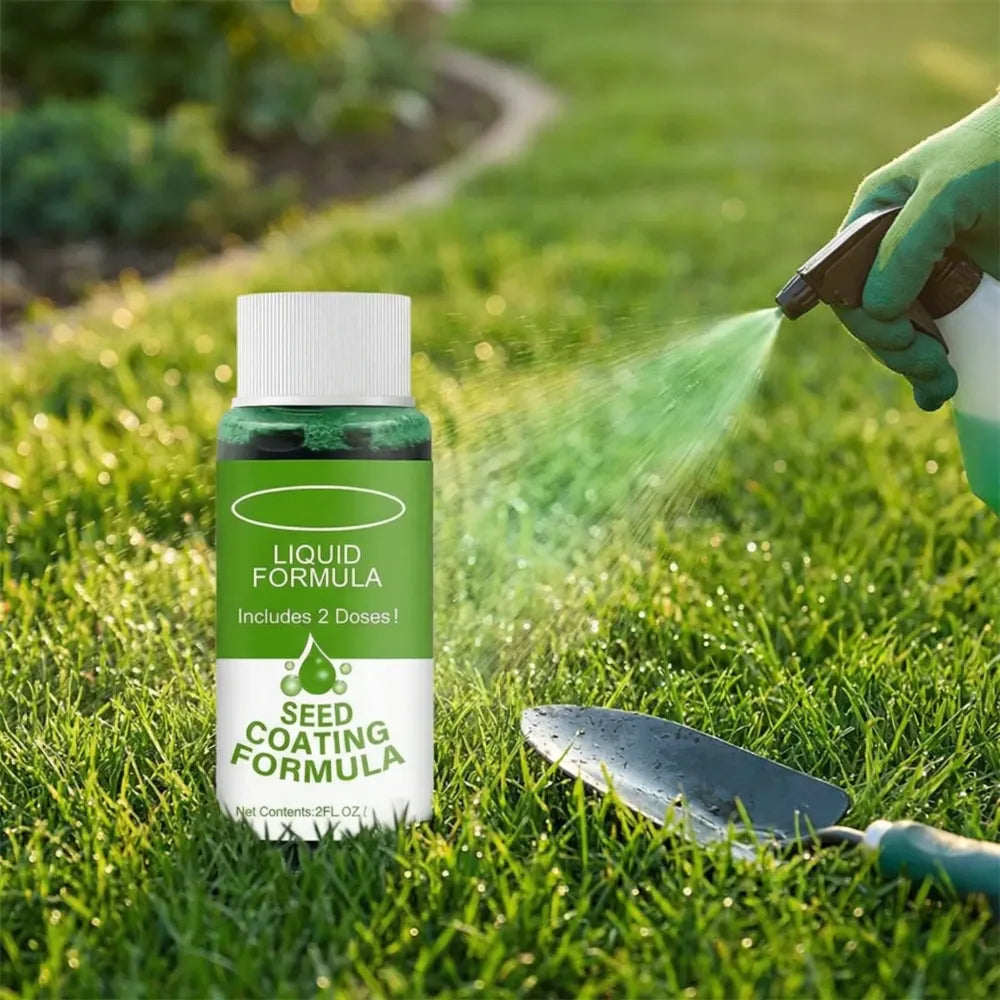 Lawn seed coating spray - gardening