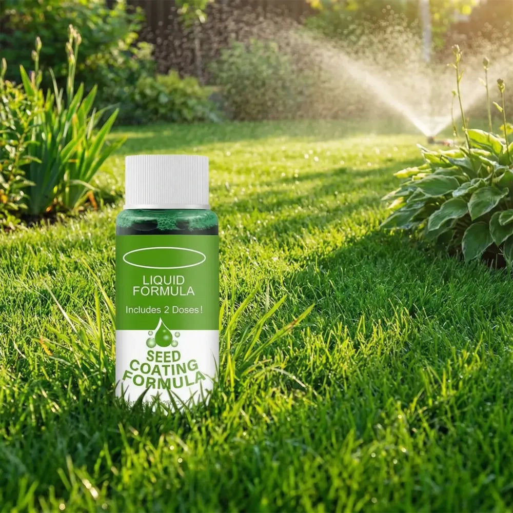 Lawn seed coating spray - gardening