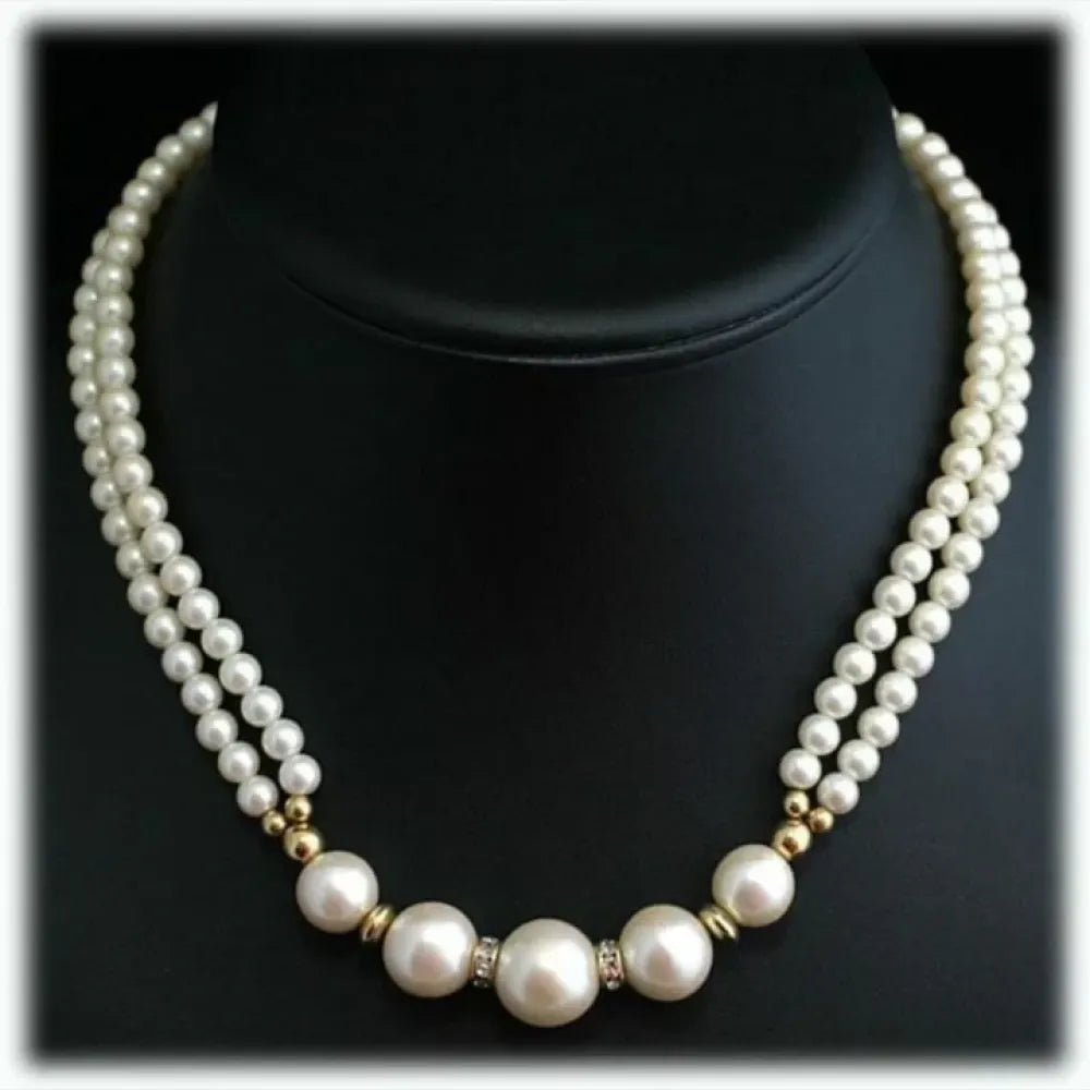 Layered pearl choker necklace set