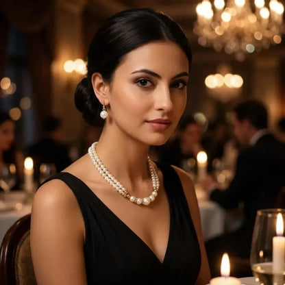 Layered pearl choker necklace set - jeweller set