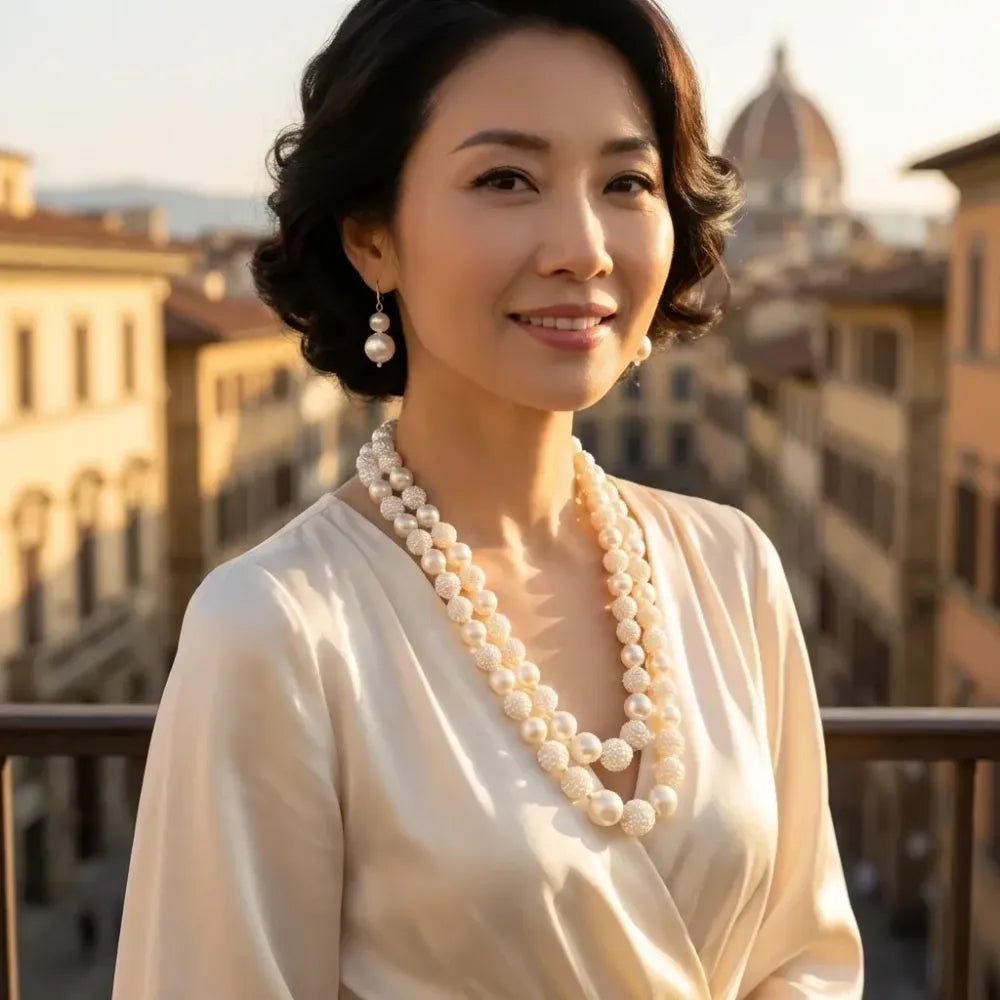 Layered pearl necklace set – 2 pcs