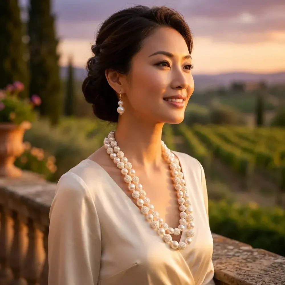 Layered pearl necklace set – 2 pcs