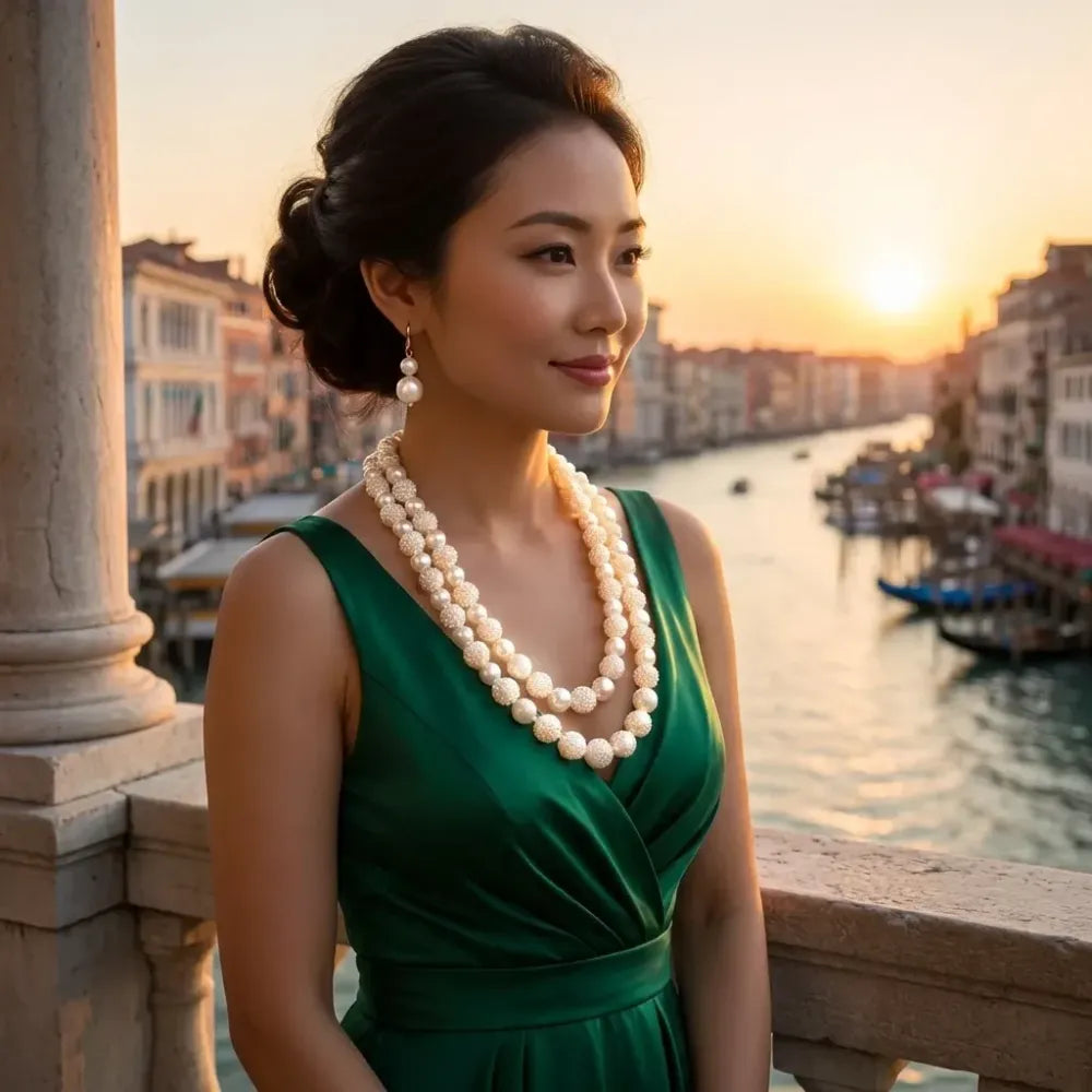 Layered pearl necklace set – 2 pcs
