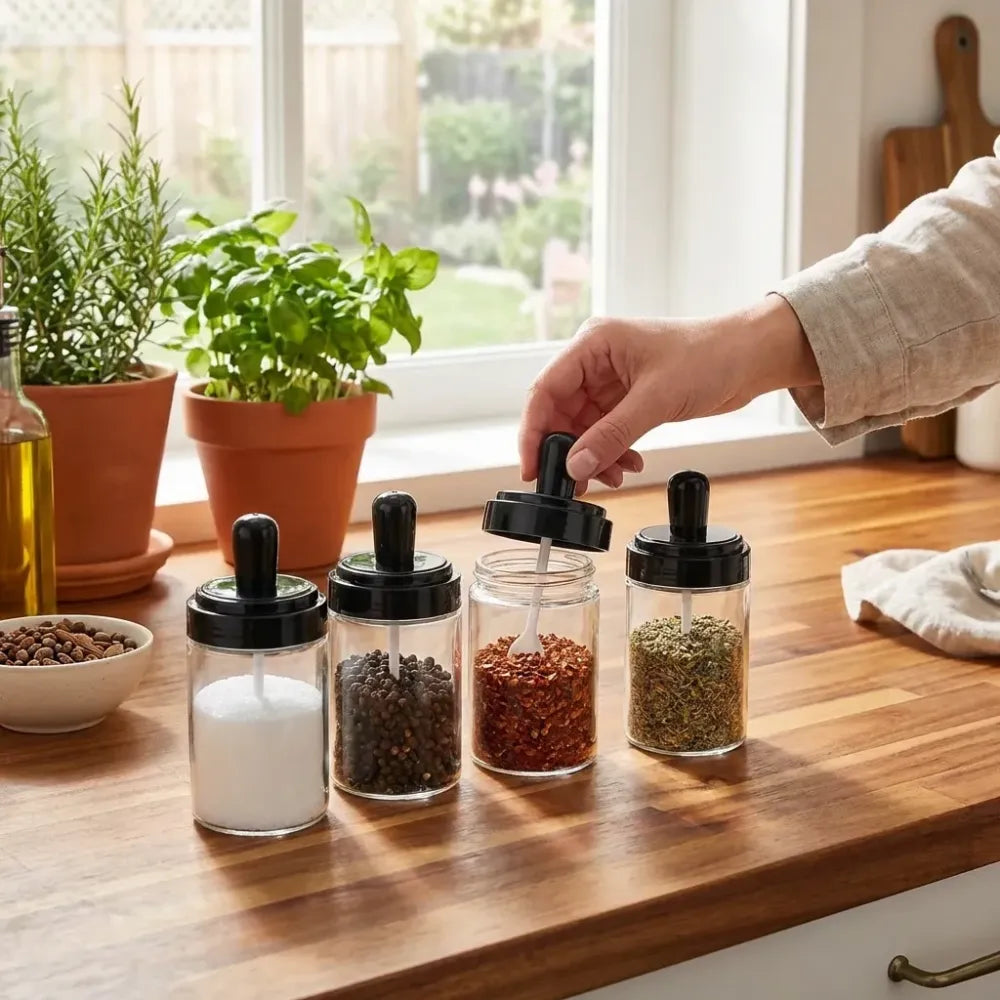 Leak-proof glass spice jar - kitchen tool