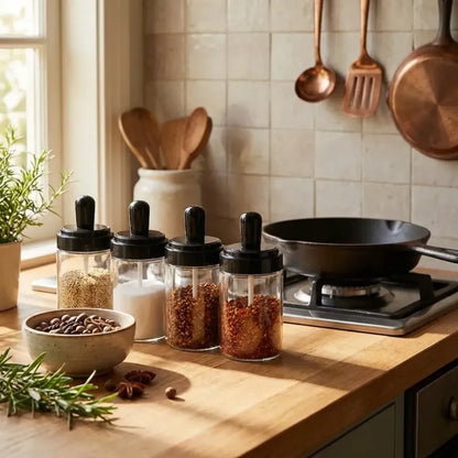 Leak-proof glass spice jar - kitchen tool