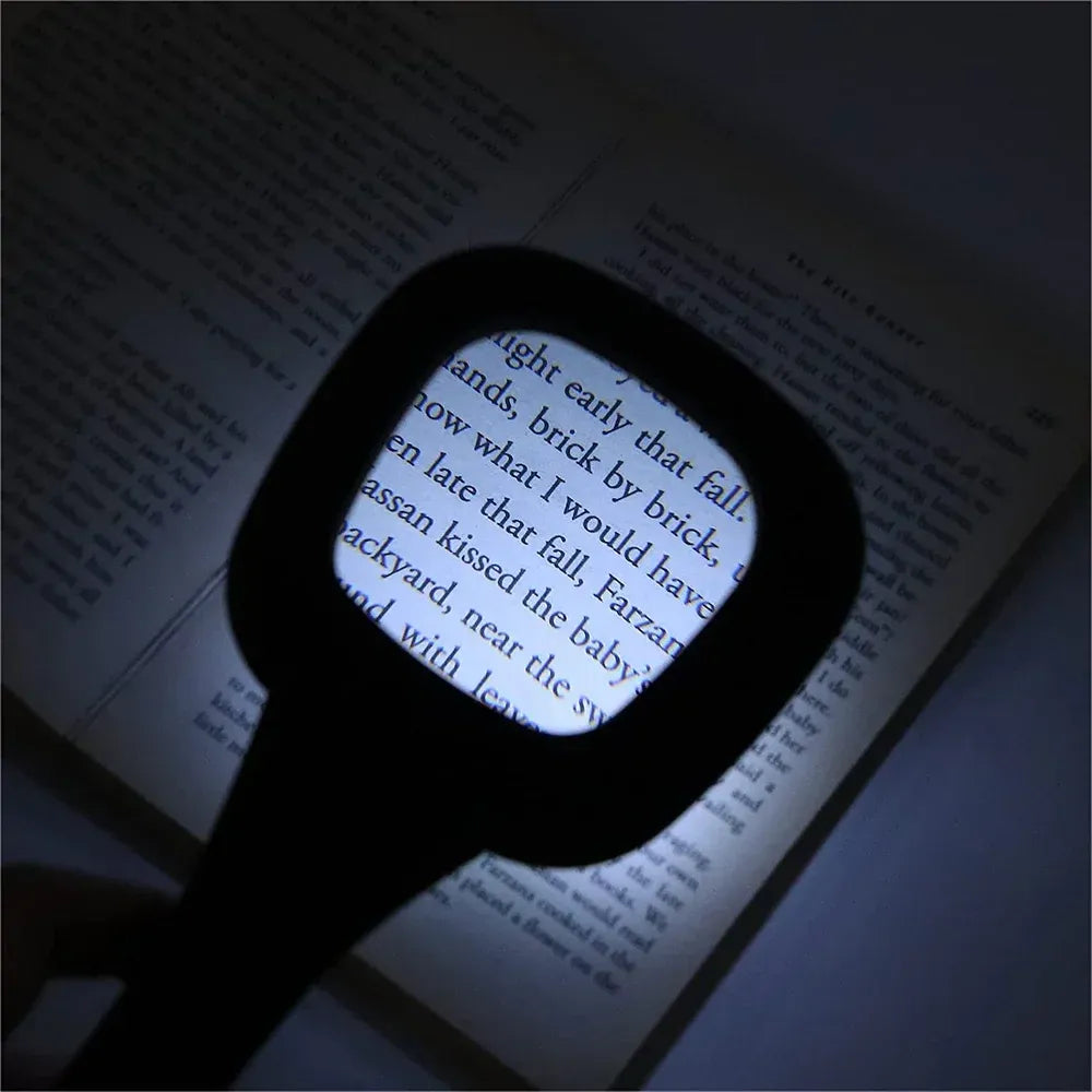 Led illuminated magnifying glass