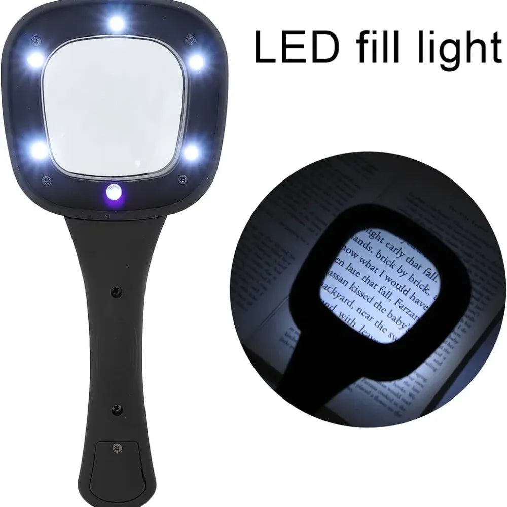Led illuminated magnifying glass