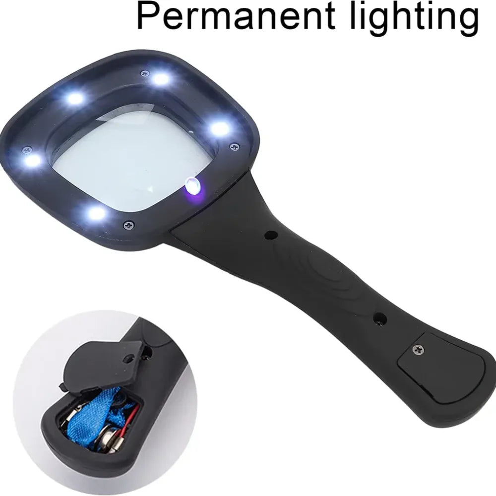 Led illuminated magnifying glass