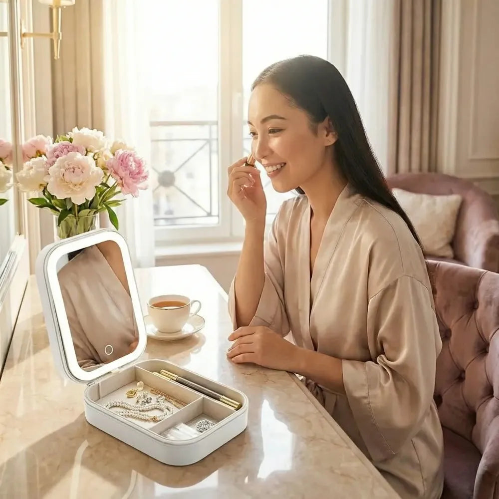 Led mirror jewelry box