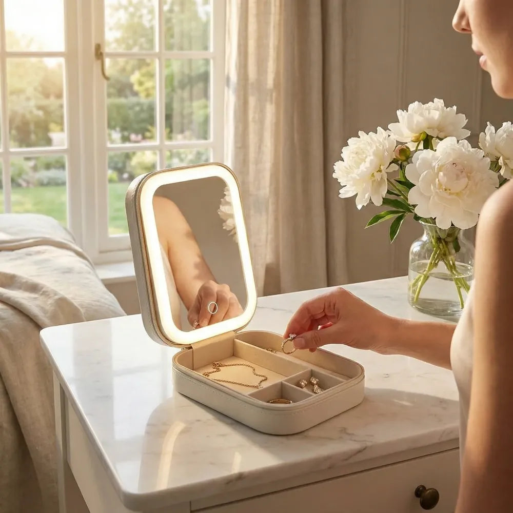 Led mirror jewelry box
