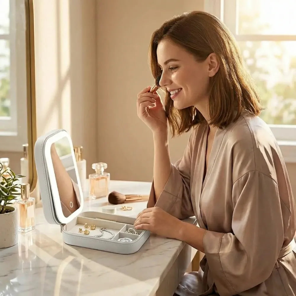 Led mirror jewelry box