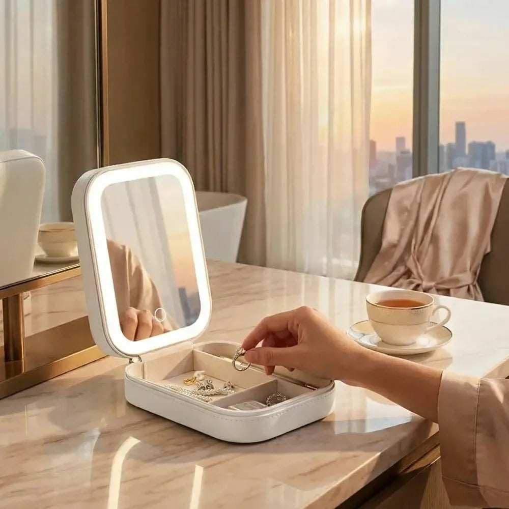 Led mirror jewelry box