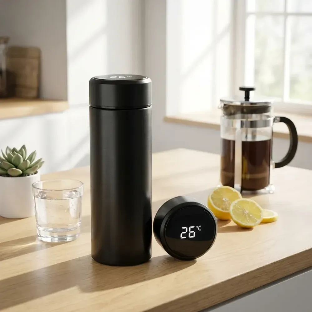 Led temperature display flask