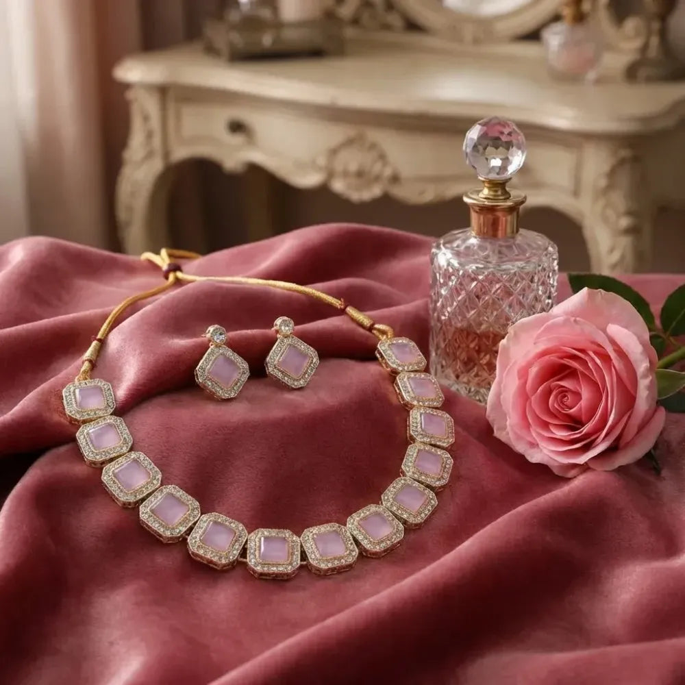 Lilac stone necklace set - jeweller set