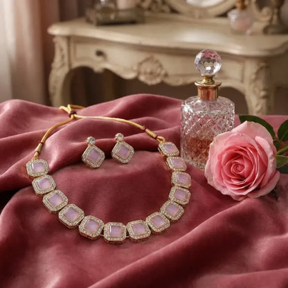 Lilac stone necklace set - jeweller set