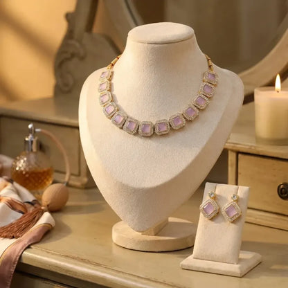 Lilac stone necklace set - jeweller set