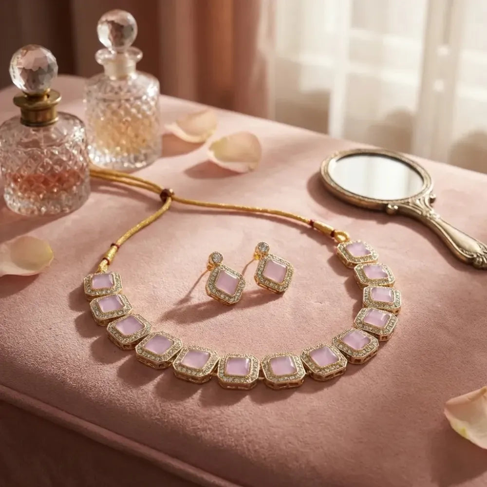 Lilac stone necklace set - jeweller set