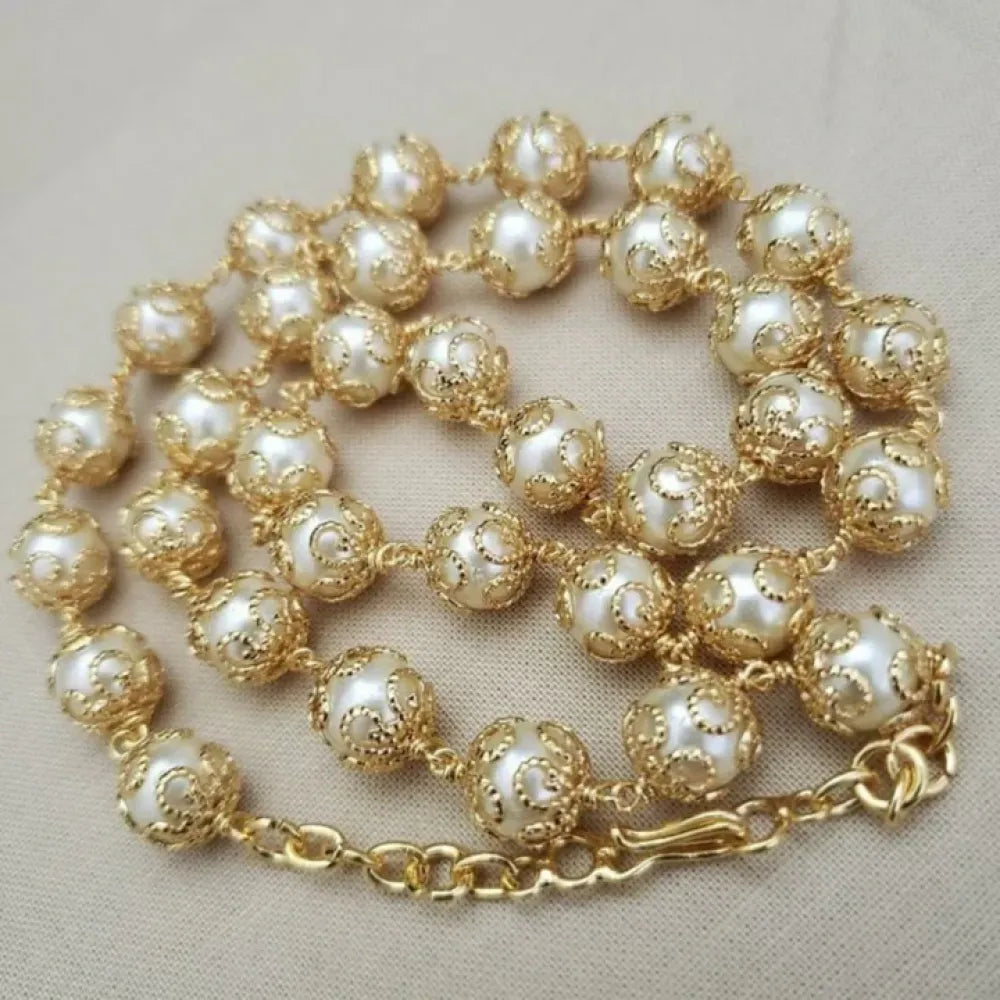 Long pearl & filigree necklace set - jeweller set