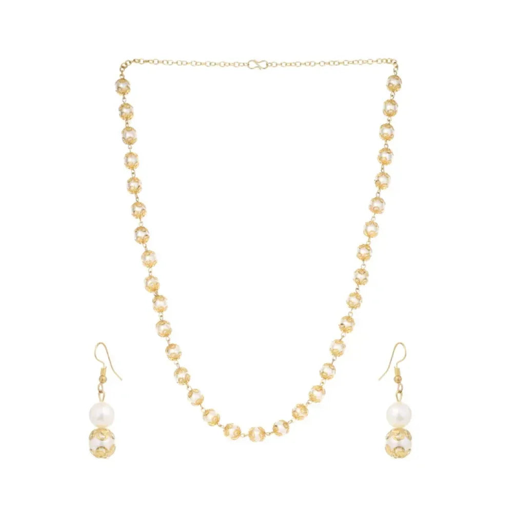 Long pearl & filigree necklace set - jeweller set