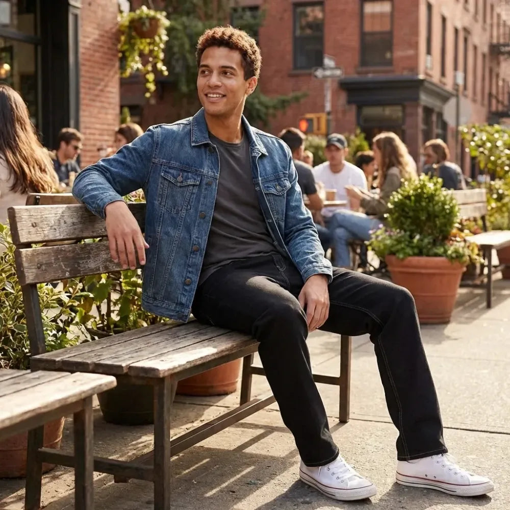 Loose fit black jeans – men
