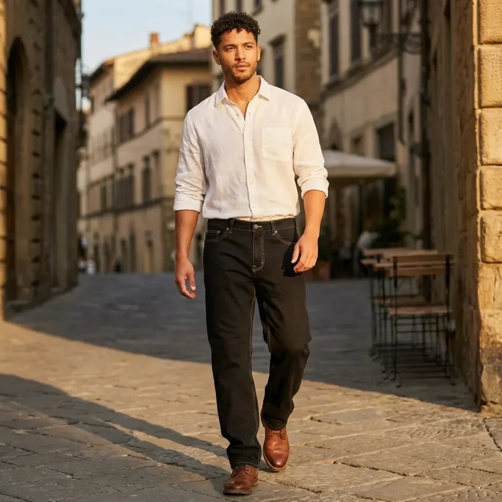 Loose fit black jeans – men