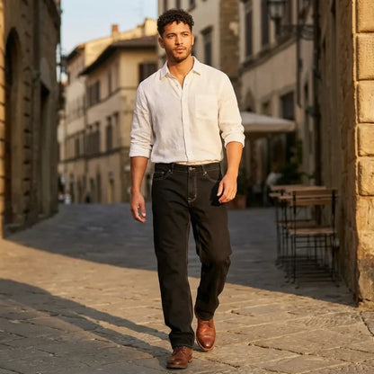 Loose fit black jeans – men