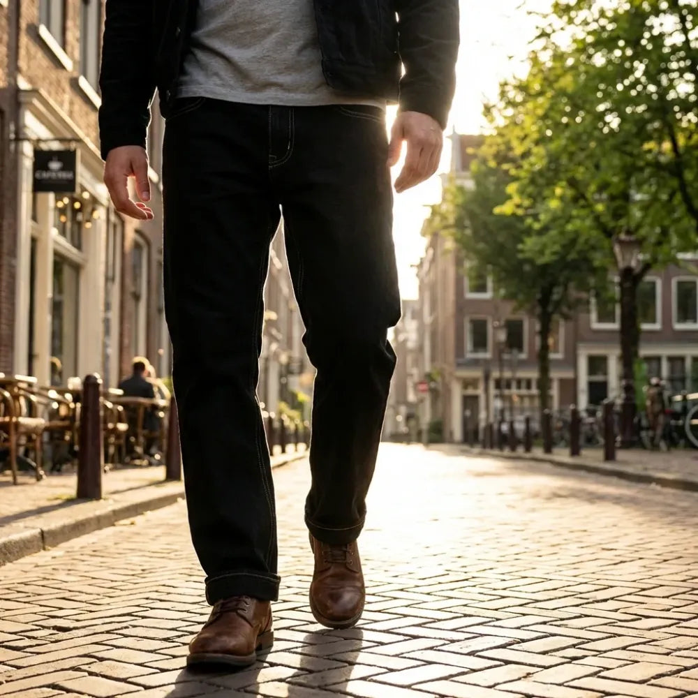 Loose fit black jeans – men