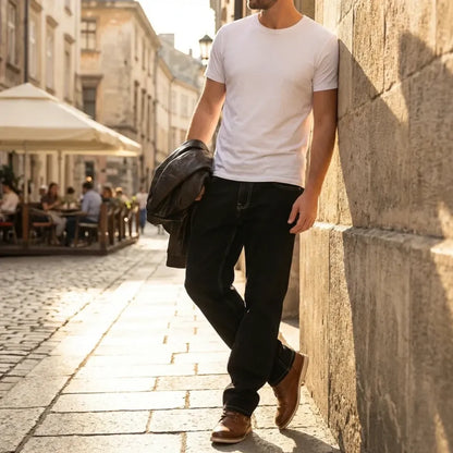 Loose fit black jeans – men