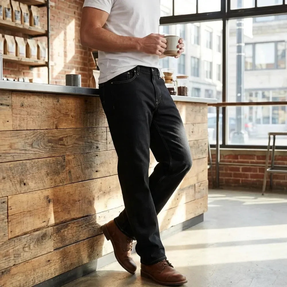 Loose fit black jeans – men
