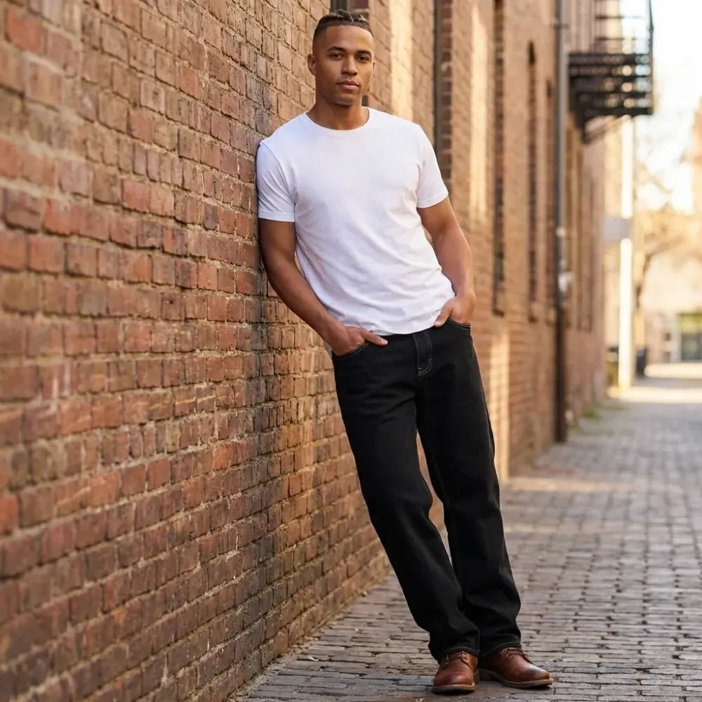 Loose fit black jeans – men