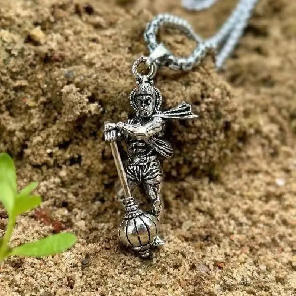 Oxidized finish hanuman pendants with chains - pack of 4