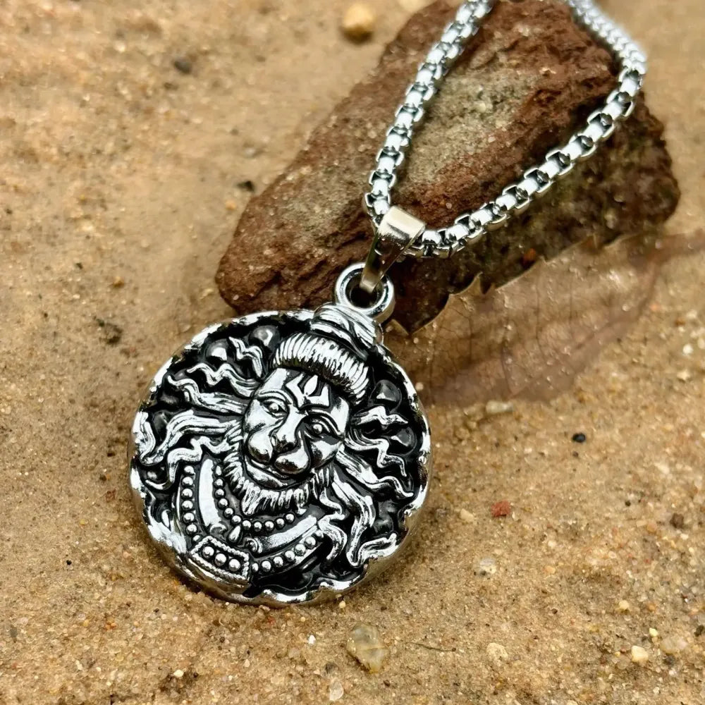 Oxidized finish hanuman pendants with chains - pack of 4