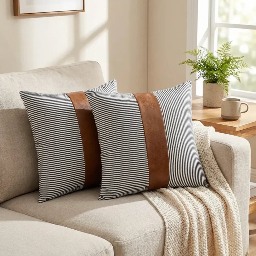 Luxury leather & cotton pillow covers - home improvement