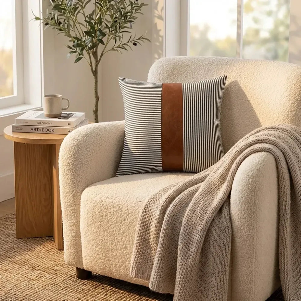 Luxury leather & cotton pillow covers - home improvement