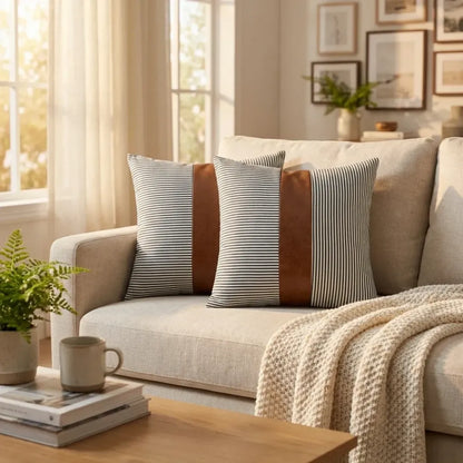 Luxury leather & cotton pillow covers - home improvement