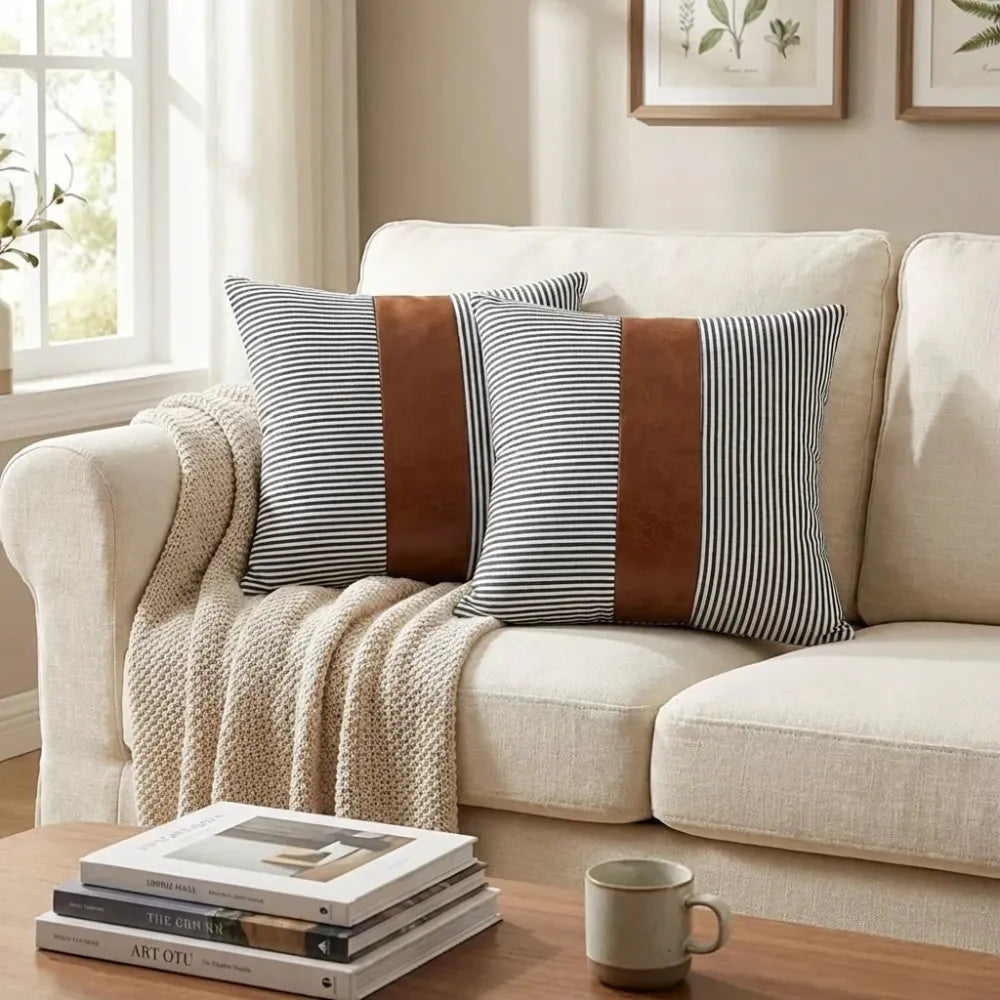 Luxury leather & cotton pillow covers - home improvement