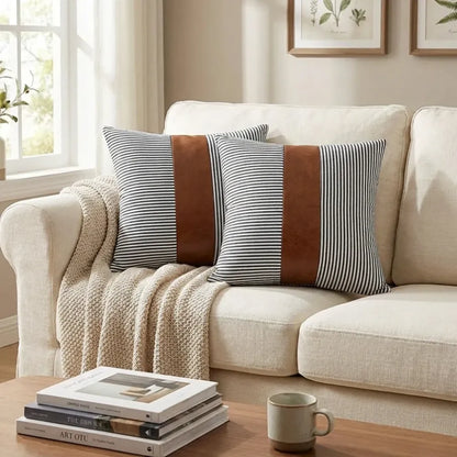 Luxury leather & cotton pillow covers - home improvement