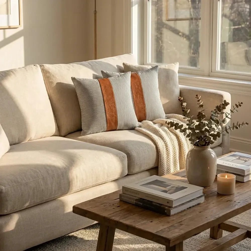 Luxury leather & cotton pillow covers - home improvement