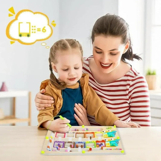 Magnetic counting maze board