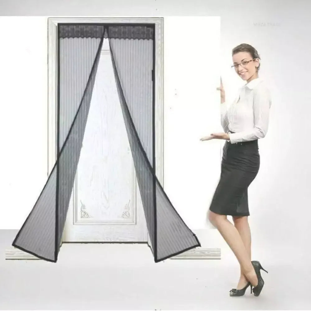 Magnetic screen door curtain