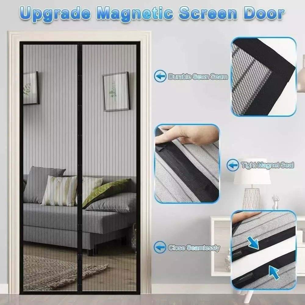 Magnetic screen door curtain
