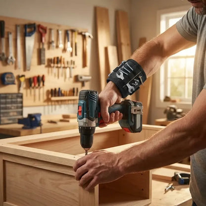 Magnetic wrist band for holding small metal accessories & tools